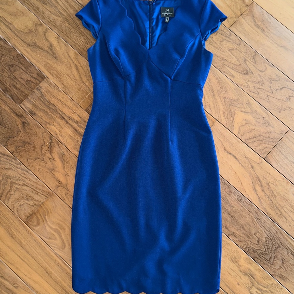 Adrianna Papell Blue V-neck Sheath Mini Dress